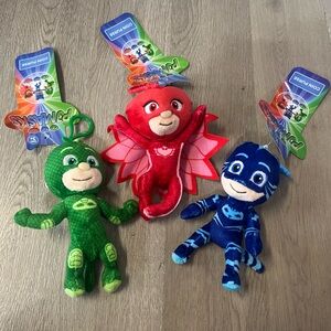 PJ Masks Plush Keychain Set - Green, Red, Blue